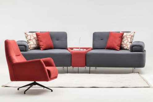 Set fabric sofa two seater sofa armchair Counch upholstered sofa grey1