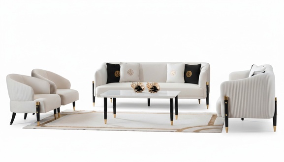 Set Design Sofas Sofa Couch Velvet Upholstery Seat 3+3+1+1 Seater Sofa Set