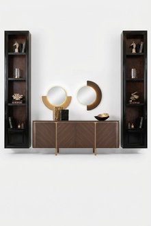 Sideboard mirror chest of drawers sideboard set brown wood dining room