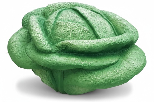 Full green colored decorative garden sculpture designed as a cabbage 40cm