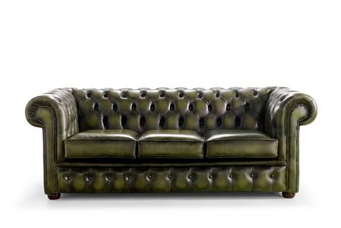 Real leather sofa 3 seater couch green sofas couches upholstery seat set new