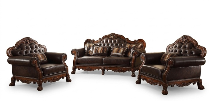 Carved Furniture Sofa Set 3+2 Seat Sofa Couch Upholstery Set Group Wood