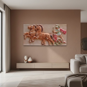 Wall decorative relief picture of a colorful antique chariot 66x42cm O3