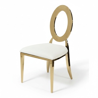 Gold and White Luxury Chair High Chair Dining Room Faux Leather Chairs Wood