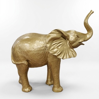 Decorative sculpture designed as golden elephant figure 160x160cm sizes