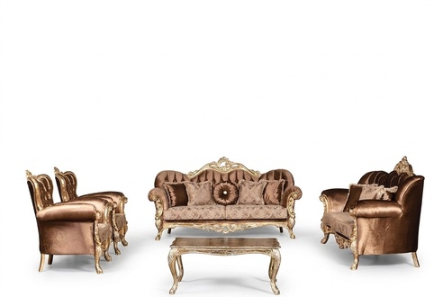 Golden velvet couch set Chesterfield sofa set sofa furniture wood 5pcs