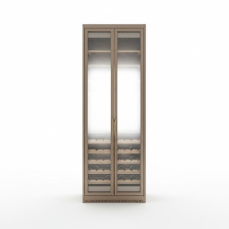 Golden stainless steel wine cabinet with dual zone temperature control