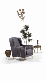 Gray Stainless Steel Armchair Modern Single Seater Luxury Armchair Club Chair