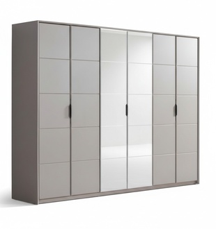 Grey Wardrobe 6-door Bedroom Wardrobe Luxury Glass Wardrobes