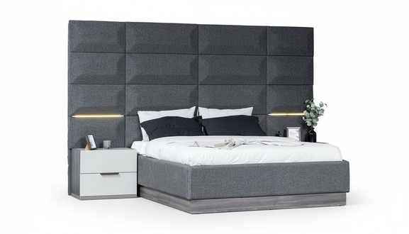 Grey Bedroom Set Complete Furniture Bed Wardrobe Bedside Tables Furniture 5pcs Wood