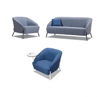 Gray-Blue Sofa Set Designer Upholstered Couches Modern 2-Seater Armchair