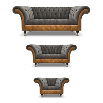 Gray-Brown Chesterfield Fabric Sofas Designer Living Room Upholstered Furniture