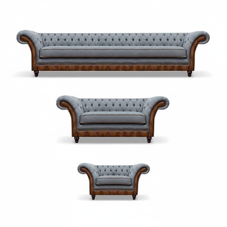Gray-Brown Chesterfield Upholstered Sofas Designer Sofa Set 3-piece Set