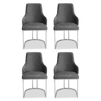 Grey Chair Set Dining Room Chairs Luxury Seating Kitchen Furniture 4pcs
