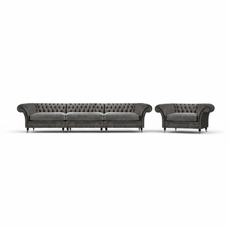 Gray Chesterfield 2-piece seating group Elegant 3-seater Modern armchair