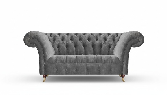 Gray Chesterfield 2-Seater Upholstered Sofas Designer Living Room Couches