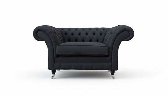 Gray Chesterfield Armchair 1.5 Seater Sofa Couch Upholstery Textile Gray Armchair