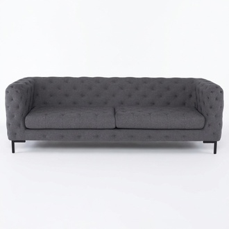 Grey Chesterfield sofa 3-seater couch upholstery fabric leather couches textile modern style
