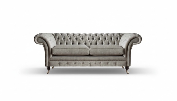 Grey Chesterfield Sofa Living Room Designer Textile Couches Fine Furniture
