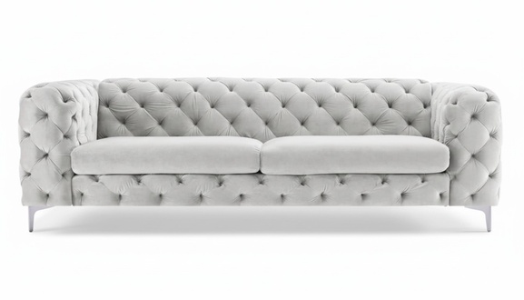 Gray Chesterfield Sofa Three-Seater Original Furniture Textile Fabric Living Room 230cm