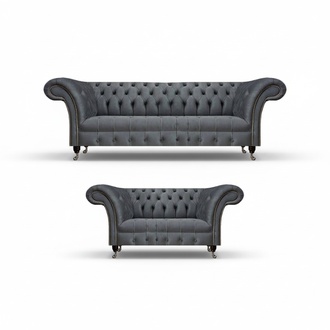 Gray Chesterfield couches designer three-seater luxurious two-seater