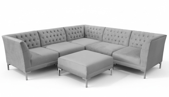 Grey Chesterfield Sofas Luxury Furniture New Corner Sofa Stool Grey Big Textile Fabric