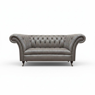 Gray Chesterfield two-seater leather couches 2-seater upholstered seating furniture