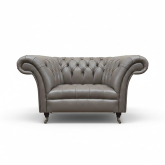 Gray Chesterfield armchair leather chair single seat living room 1-seater
