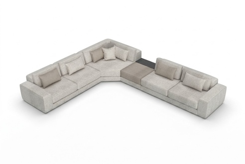 Gray corner sofa L shape living area couch furniture textile wood sofa couches