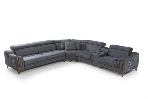 Grey Corner Sofa Living Room Luxury Sofa L-Shape Modern Design Furniture Textile