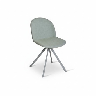 Grey upholstered dining room chair designer single seater with stainless steel feet new