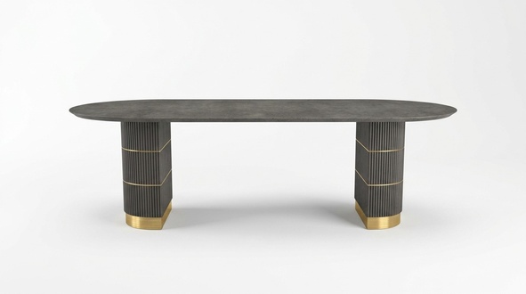 Grey designer dining table dining room furniture with metal legs wooden frame table