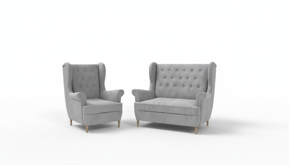Gray fabric Chesterfield sofa set 2+1 seater sofa couch upholstered velvet couches