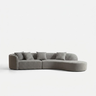 Gray five-seater luxury sofa Large living area Modern furniture