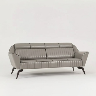 Grey leather three-seater study furniture designer wooden furniture luxury