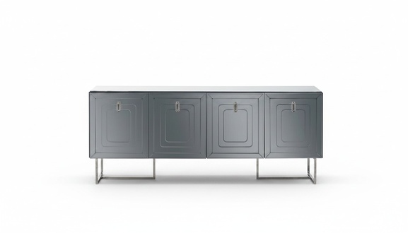 Gray Living Room Sideboard Luxury Wooden Furniture 4-Door Designer Chest of Drawers