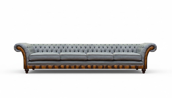 Gray Living Room Chesterfield 4-Seater Luxurious Upholstered Couch Sofas