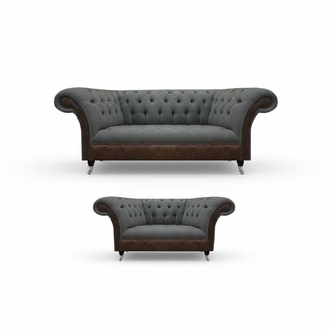 Gray Living Room Chesterfield Sofas Modern Sofa Set 2 pieces Elegant Set