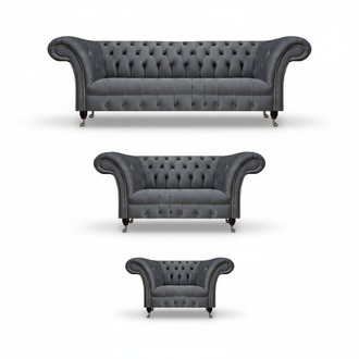 Gray living room sofas Chesterfield complete set three-seater armchair