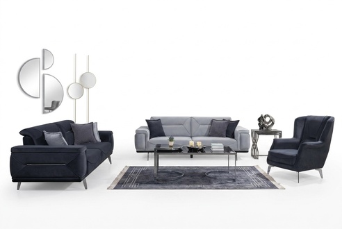 Grey living room sofas Designer sofas 3-seater luxury single-seater armchair