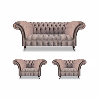 Gray luxurious living room sofa set 3+1+1 Chesterfield fabric seating