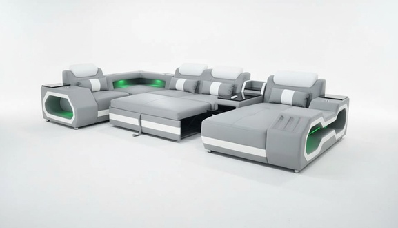 Grey New Sofa U-Form Fabric Sofa Couch Living Landscape Design Modern Leather Sofas