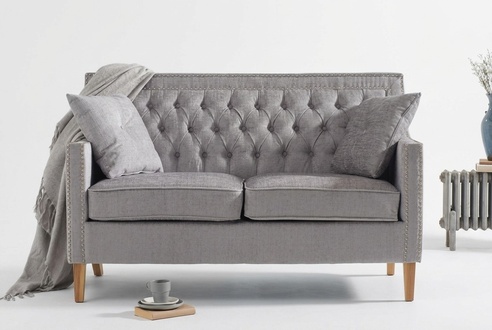 Grey Royal Couch - Luxury Chesterfield Furniture Upholstery Design Furniture Sofa 2-seater textile - jvfurniture®