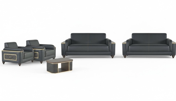 Gray seating set luxurious sofas designer armchairs coffee table 5-piece set