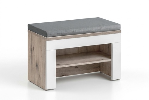 Grey Shoe Rack with Cushion Shelf Modern Design New Furniture Wood