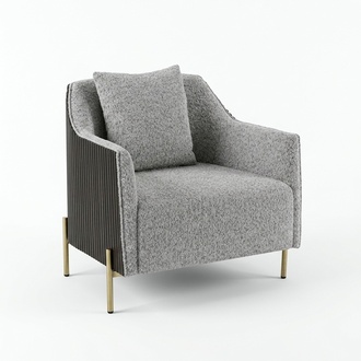 Grey single seater luxury armchair stainless steel feet living room furniture wooden frame
