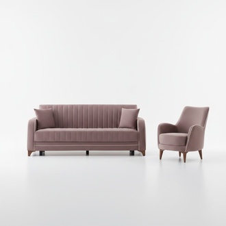 Gray Sofa Complete 2-piece Living Room Textile Chair with 3-seater Sofa Couches