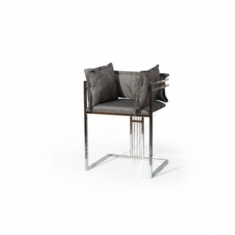 Grey Stainless Steel Chair Modern Upholstered Chair Dining Room Chairs Bar Chair