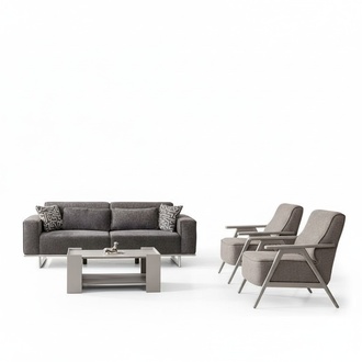 Gray taupe seating group upholstery sofa set 3-piece fabric sofa