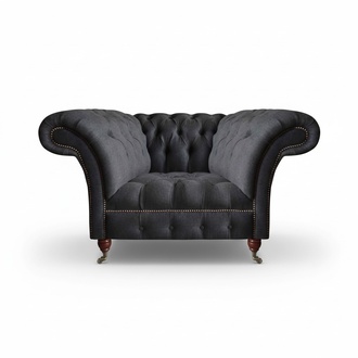 Gray fabric armchair living room seating modern Chesterfield chair